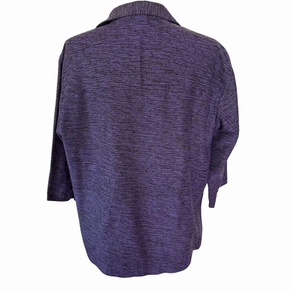 Chicos Design 100% Silk Top Size 2 - Large Purple Textured Button Down Blouse - Picture 11 of 16